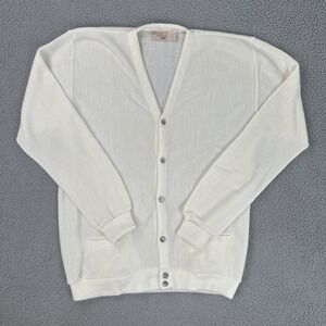 Vtg The Fox Collection JCPenney Cardigan Men XLT White Grandpa Made In USA